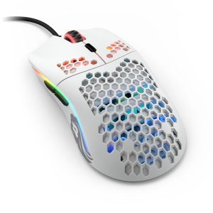 Glorious Model O- (Small) - Matte White - Gaming Mus - Optisk - 6 knapper - Hvid med RGB-LED lys
