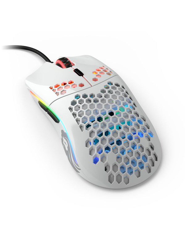 Glorious Model O- (Small) - Glossy White - Gaming Mus - Optisk - 6 knapper - Hvid med RGB-LED lys
