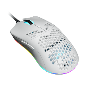 DUTZO KeiryÅ RGB - Matt White - Gaming Mus - Optisk - 6 knapper - Hvid med RGB-LED lys