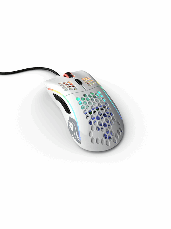 Glorious Model D - Glossy White - Gaming Mus - Optisk - 6 knapper - Hvid med RGB-LED lys