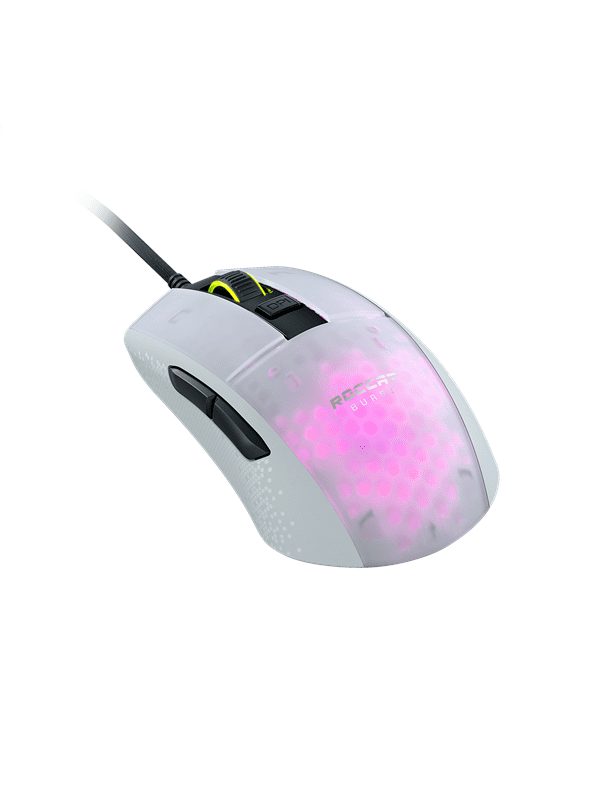ROCCAT Burst Pro - Gaming Mus - Optisk - 6 knapper - Hvid med RGB-LED lys