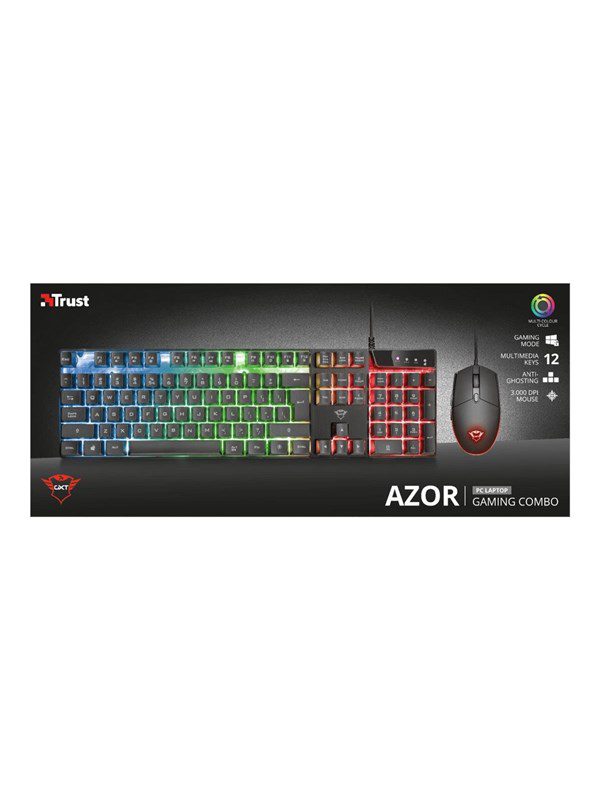Trust GXT 838 Azor Gaming Combo - Tastatur & Mus sæt - Nordisk - Sort