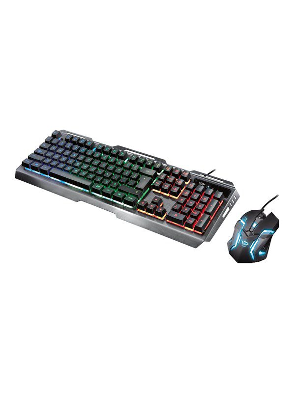 Trust GXT 845 Tural Gaming Combo - Tastatur & Mus sæt - Engelsk - UK - Sort