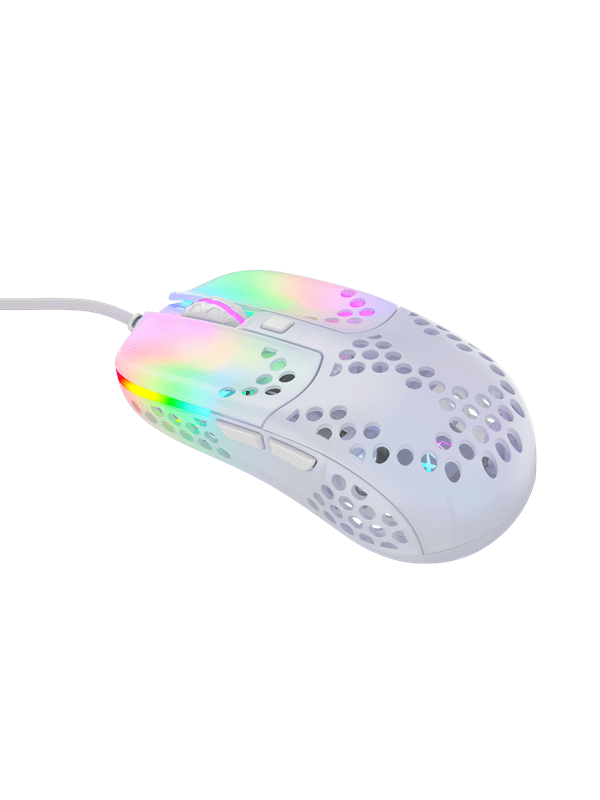Xtrfy MZ1 - Zy's Rail - Gaming Mus - Optisk - 6 knapper - Hvid med RGB-LED lys