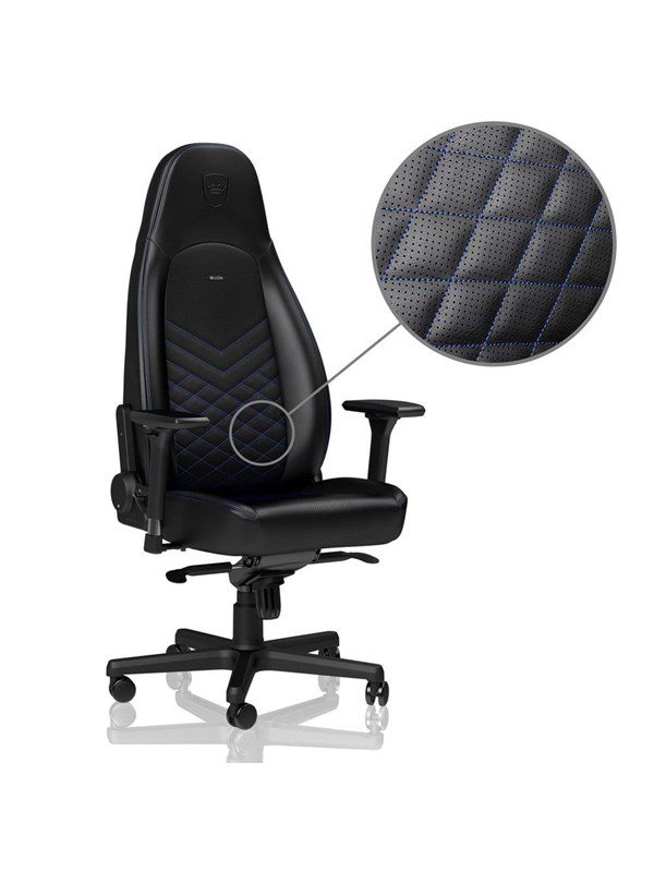 noblechairs ICON Series - Black / Blue Gamer Stol - Sort / Blå - PU Læder - Op til 150 kg