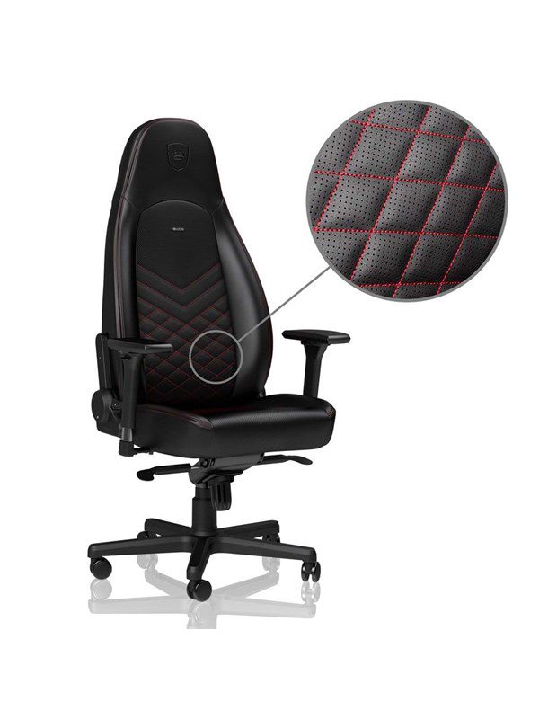 noblechairs ICON Series - Black / Red Gamer Stol - Sort / Rød - PU Læder - Op til 150 kg