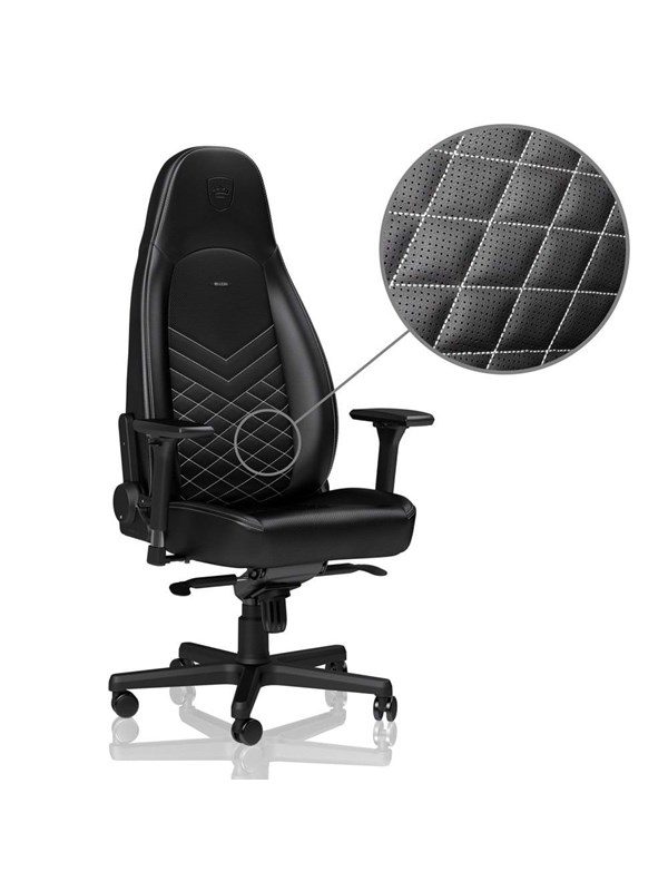noblechairs ICON Series - Black / White Gamer Stol - Sort / Hvid - PU Læder - Op til 150 kg