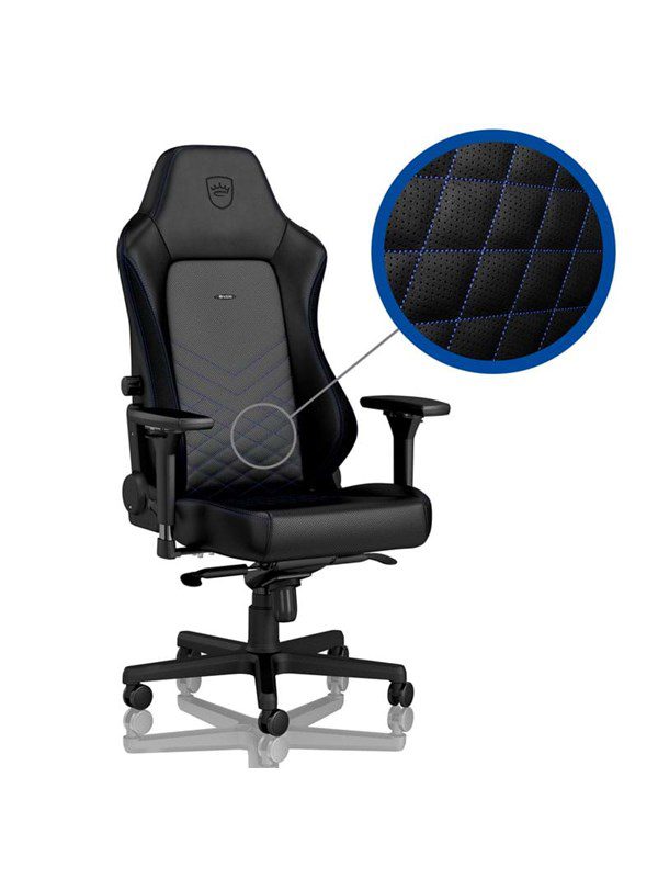 noblechairs HERO Gaming Chair - Black/Blue Gamer Stol - Sort / Blå - PU Læder - Op til 150 kg
