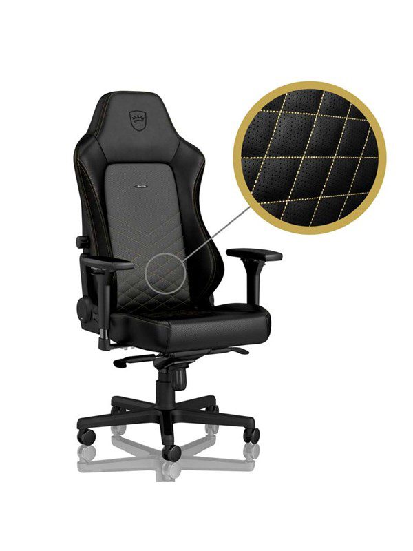 noblechairs HERO Gaming Chair - Black/Gold Gamer Stol - Sort / Guld - PU Læder - Op til 150 kg