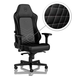 noblechairs HERO Gaming Chair - Black/Platinum-White Gamer Stol - Sort / Hvid - PU Læder - Op til 150 kg