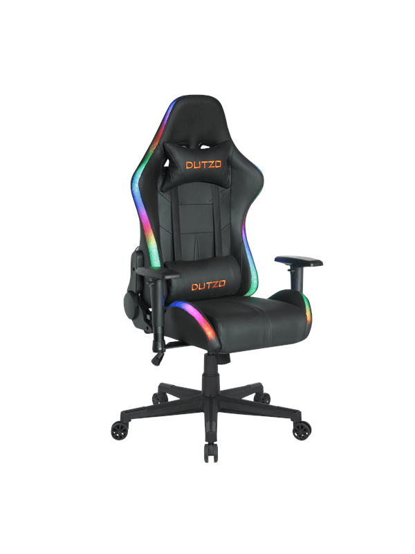 DUTZO E-Sport V2 RGB Gamer Stol - Sort - PU Læder - Op til 120 kg