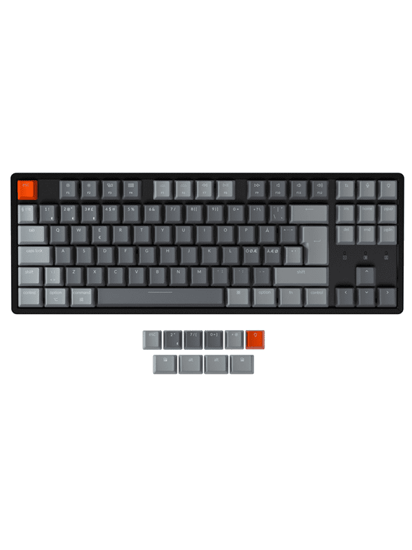 Keychron K8 RGB Aluminium Hot-Swap - Gateron Brown - Gaming Tastatur - Uden Numpad - Nordisk - Sort