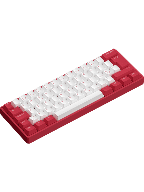 IQUNIX F60 - Strawberry Milk - Wired - Cherry MX Blue - Nordisk - Rød