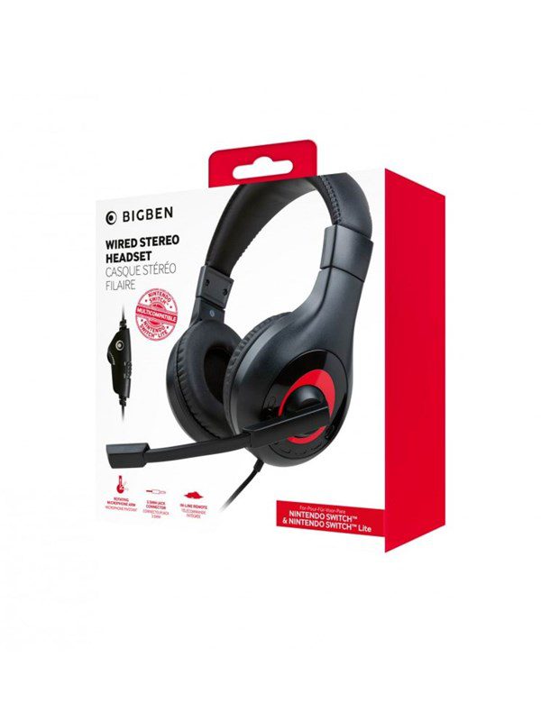 BigBen Interactive Stereo Gaming Headset V1 - Black/Red - Headset - Nintendo Switch