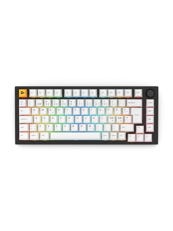 Glorious GMMK PRO 75% Pre-built ISO - Nordisk - Black - Gaming Tastatur - Uden Numpad - Nordisk - Hvid