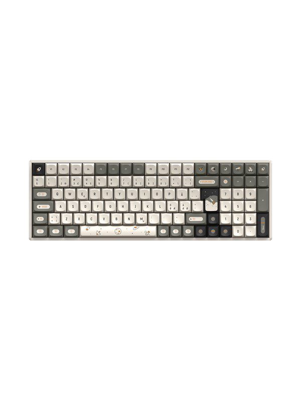 IQUNIX F97 Hitchhiker Wireless-RGB TTC Silent Brown - Gaming Tastatur - Nordisk - Grå