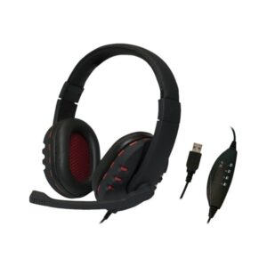 LogiLink Stereo headset 1x USB-A plug boom microphone gaming black/red