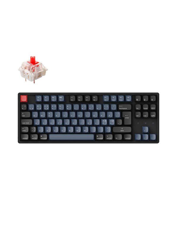 Keychron K8 Pro QMK/VIA RGB Wireless Mechanical Hot-Swap - Gateron G Pro Red - Gaming Tastatur - Uden Numpad - Nordisk - Sort