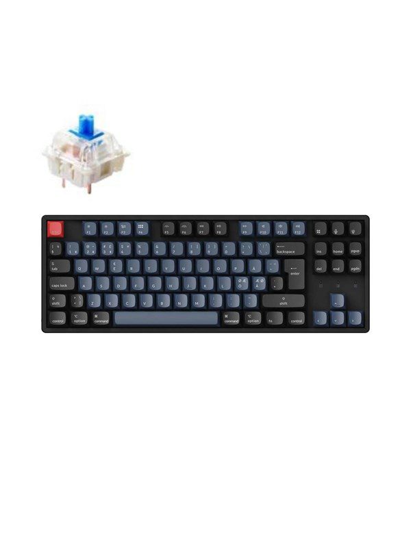 Keychron K8 Pro QMK/VIA RGB Wireless Mechanical Hot-Swap - Gateron G Pro Blue - Gaming Tastatur - Uden Numpad - Nordisk - Sort