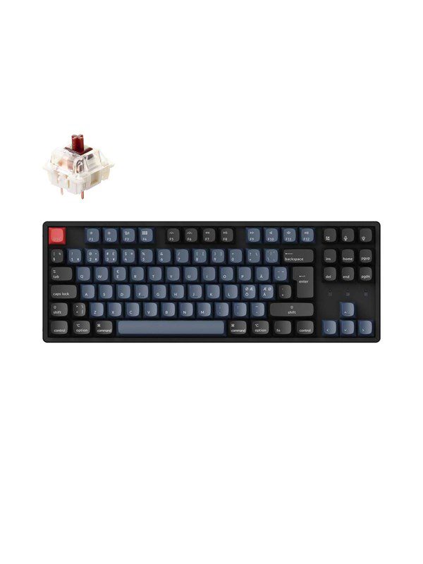 Keychron K8 Pro QMK/VIA RGB Wireless Mechanical Hot-Swap - Gateron G Pro Brown - Gaming Tastatur - Uden Numpad - Nordisk - Sort