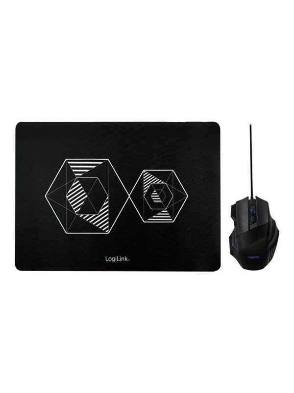 LogiLink Gaming combo set (mouse and mousepad) - Mus - Optisk - 7 knapper - Sort