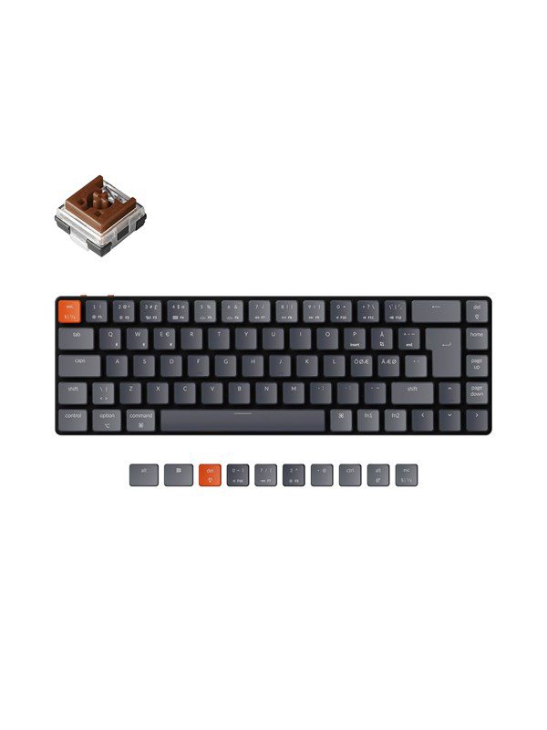 Keychron K7 Ultra-Slim Wireless - Optical Brown - Gaming Tastatur - Uden Numpad - Nordisk - Sort