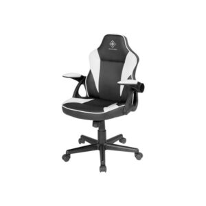 DELTACO GAMING DC120 Junior Gaming Chair Black/White Gamer Stol - Sort / Hvid - PU Læder - Op til 80 kg