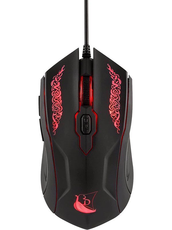 Konix Drakkar Shaman Gaming Mouse (Black) - Gaming Mus - 6 knapper - Sort med rødt lys
