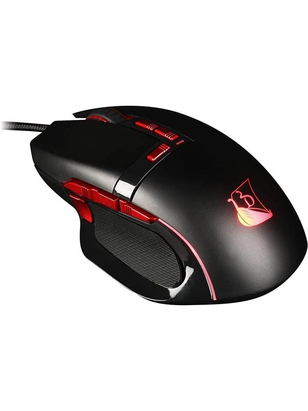 Konix Drakkar Prime FPS/MOBA Baldur Gaming Mouse (Black/Red) - Gaming Mus - Optisk / gyroskopisk - 10 knapper - Sort med rødt lys