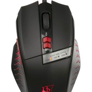 Konix Drakkar Souris Runemaster Gaming Mouse (Black/Red) - Gaming Mus - Optisk / gyroskopisk - 7 knapper - Sort med rødt lys