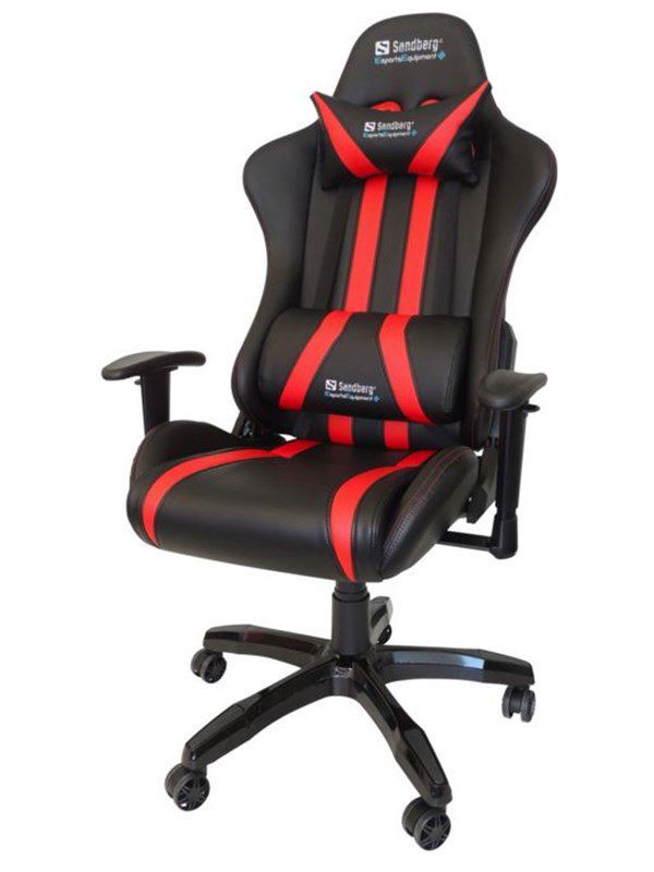 Sandberg Commander Gamer Stol - Sort / Rød - PU Læder - Op til 150 kg